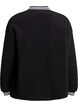 Teddy fleece jacket with stripe details, Black, Packshot image number 1