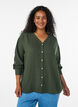 Blouse in linen and viscose with V-neck, Green, Model image number 0