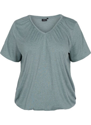 Melange t-shirt with elasticated edge, Balsam Green Mél, Packshot image number 0