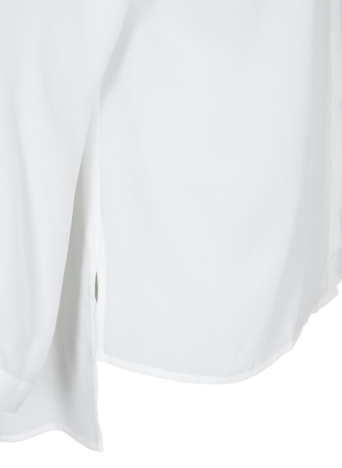Solid colour shirt with v-neck, Bright White, Packshot image number 3