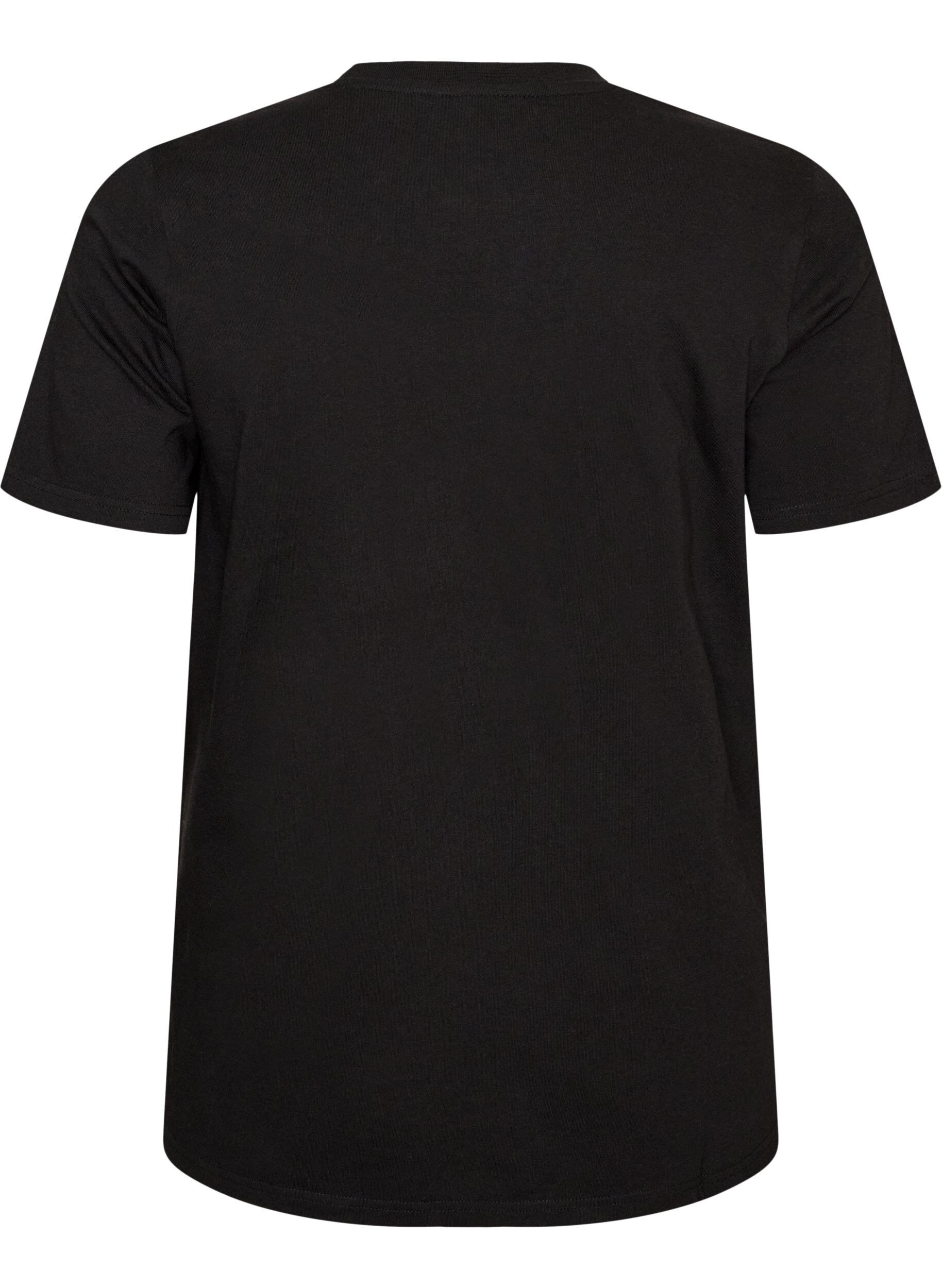 ZizzifashionCotton T-shirt with text print, Black, Packshot image number 1