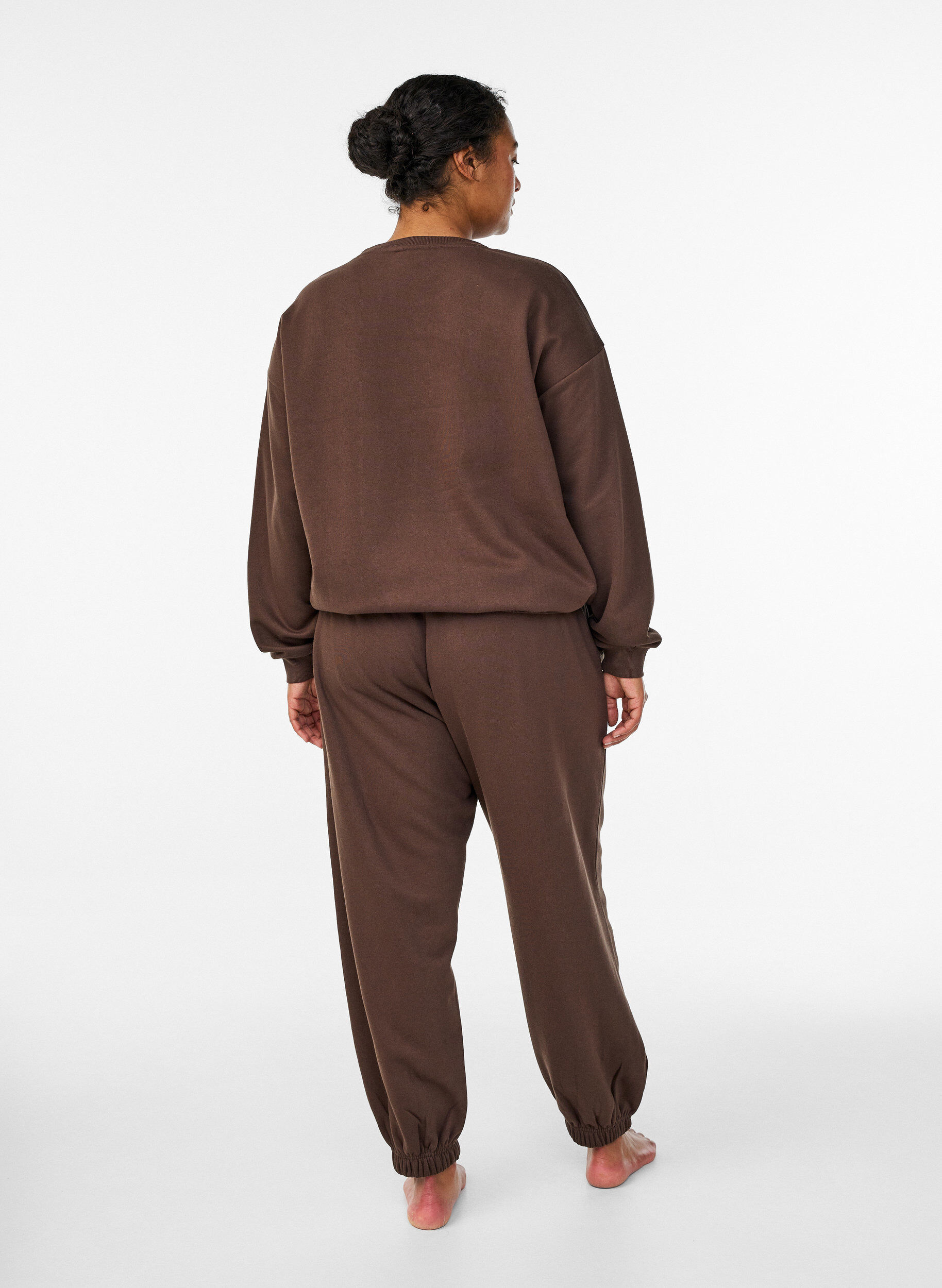 ZizzifashionHigh-waist sweatpants with pockets, Brown, Model image number 1