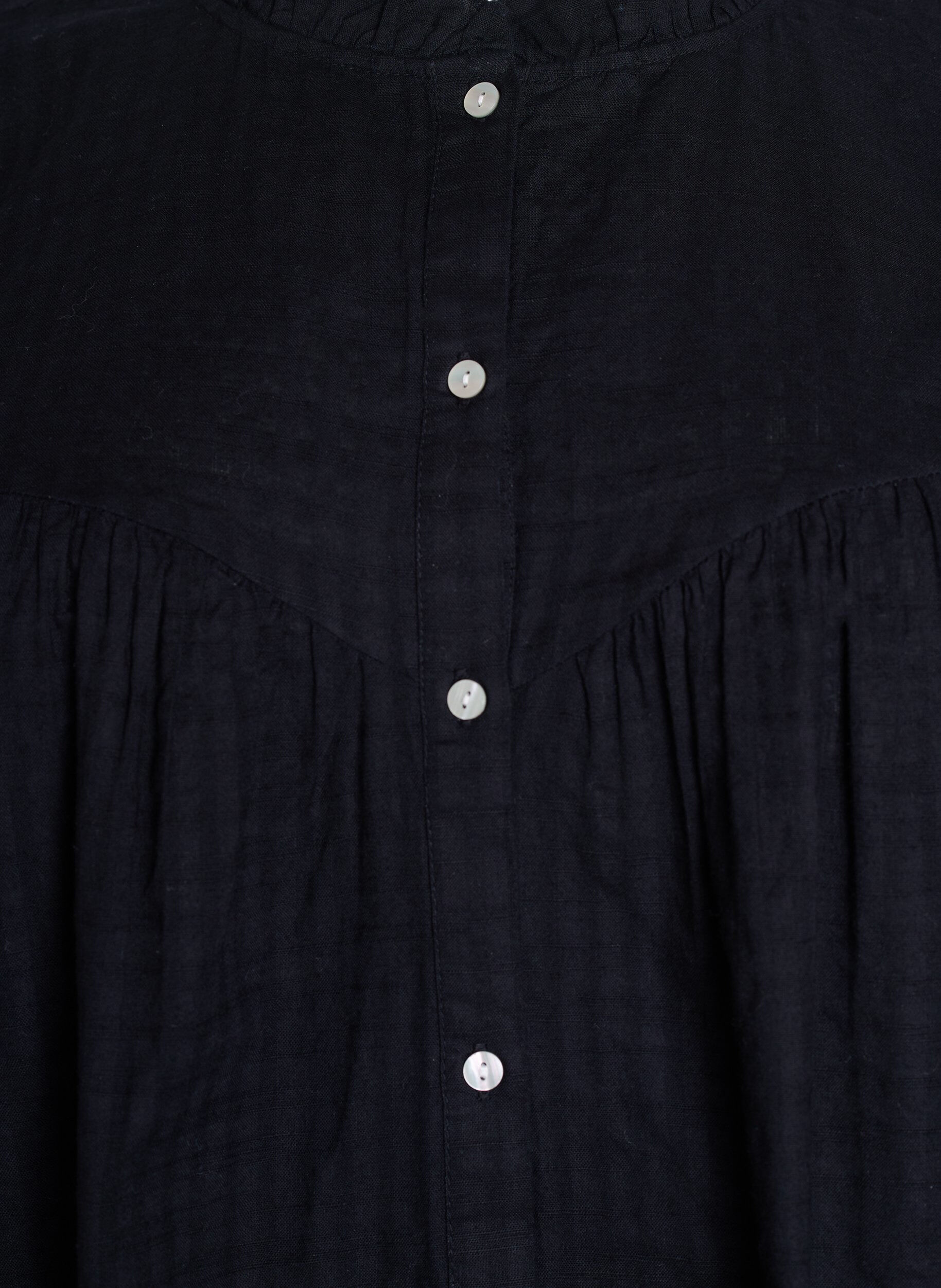 Zizzifashion A-shaped tunic with short sleeves and buttons, Black, Packshot image number 2