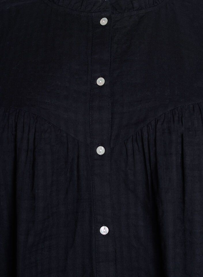 A-shaped tunic with short sleeves and buttons, Black, Packshot image number 2