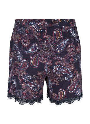 Viscose pyjama shorts with lace detail, PAISLEY PRINT, Packshot image number 1