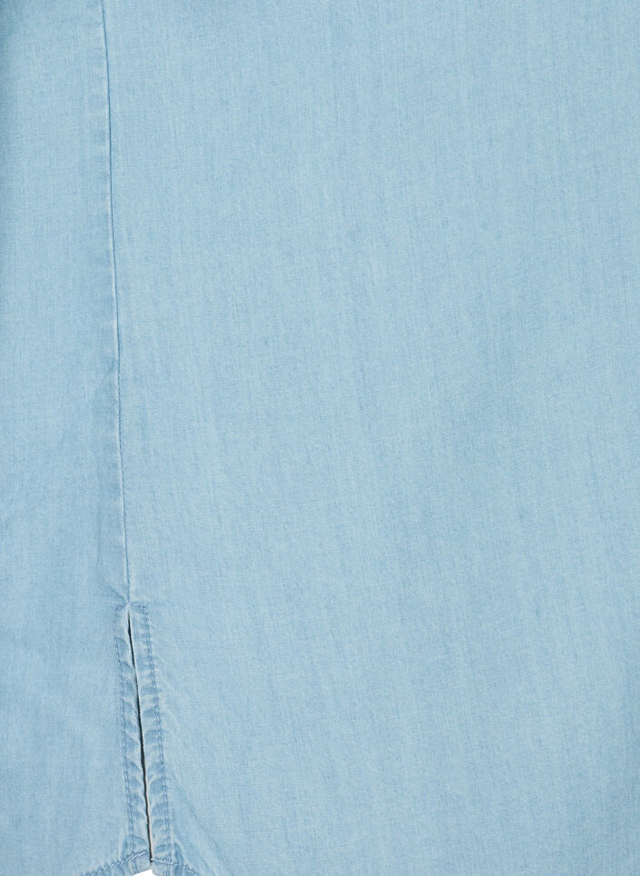 Short-sleeved shirt in lyocell (TENCEL™), Light blue denim, Packshot image number 3