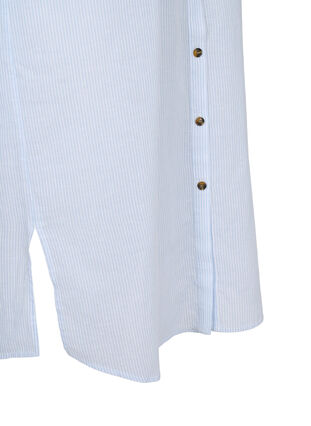 Long striped cotton shirt dress, Blue Stripe, Packshot image number 3
