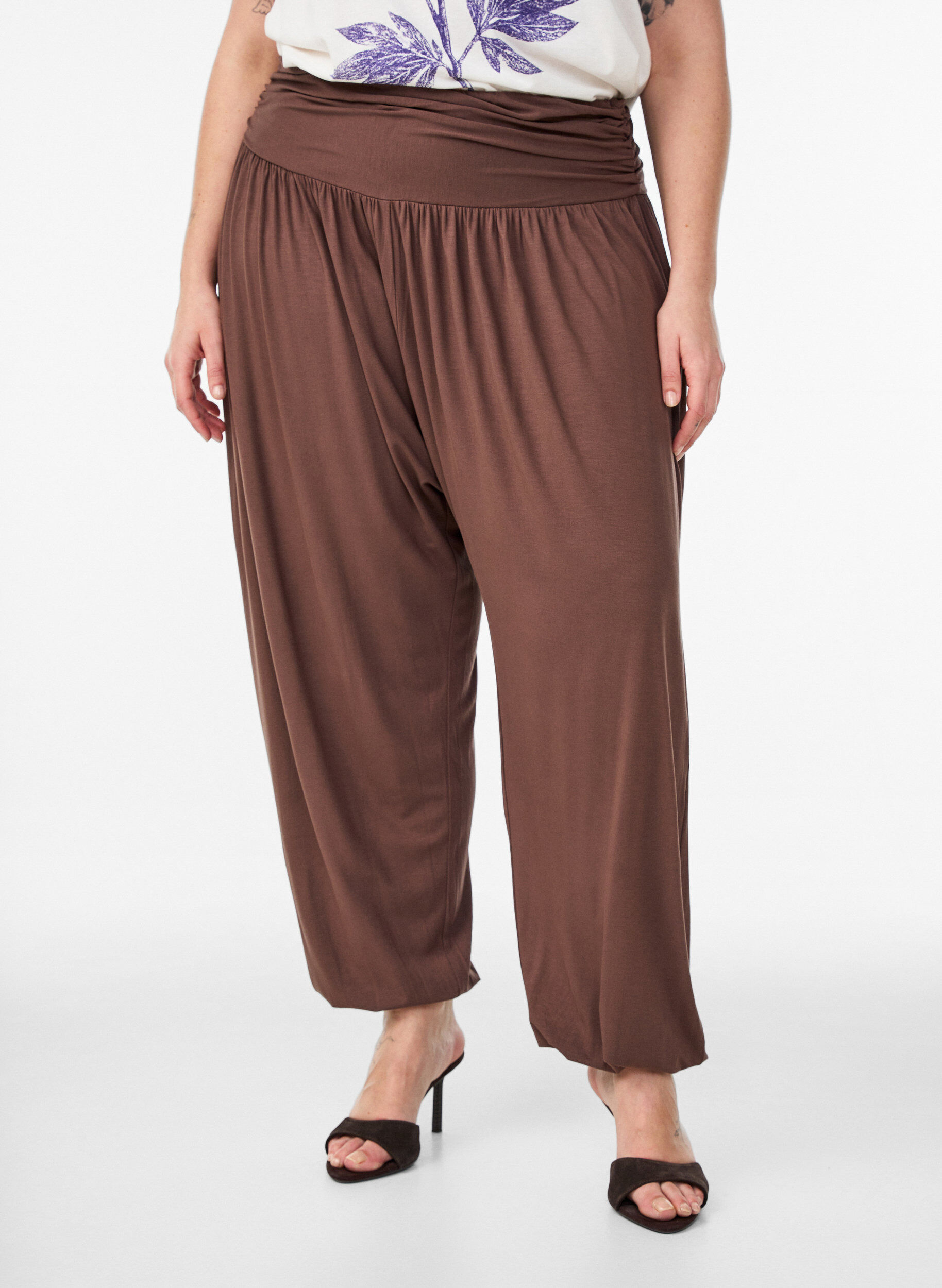 ZizzifashionLoose-fitting harem trousers, Brown, Model image number 2