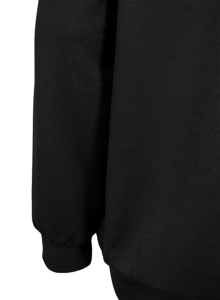 Sweatshirt with v-neck and pocket, Black, Packshot image number 3