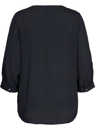 Viscose blouse with 3/4-length sleeves, Black, Packshot image number 1