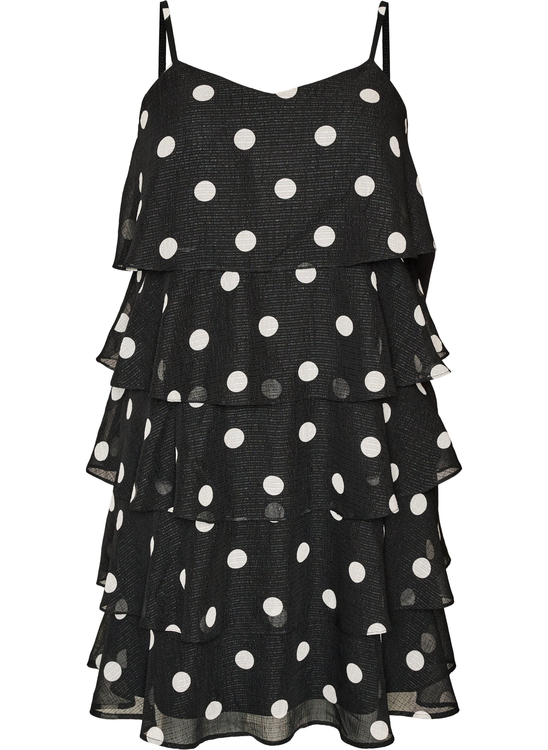 Layered dress with ruffles and spaghetti straps