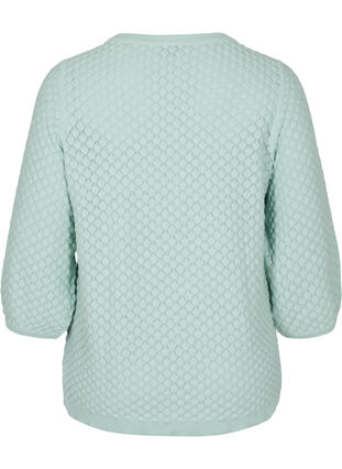 Patterned knitted blouse in organic cotton with 3/4 sleeves, Surf Spray, Packshot image number 1