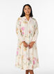 Floral midi dress with ruffle collar and button fastening, Beige, Model image number 0