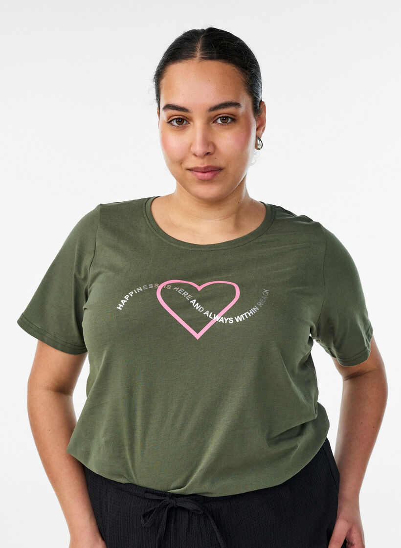 T-shirt with motif, Green, Model image number 0