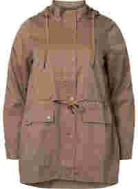 Long parka jacket with hood and pockets