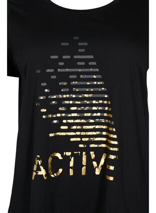 Training T-shirt with print, Black gold foil logo, Packshot image number 2
