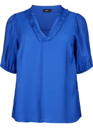 Viscose blouse with puff sleeves and ruffles, Surf the web, Packshot image number 0