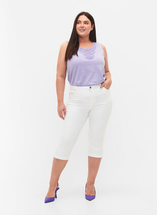 High waisted Amy capri jeans with super slim fit, Bright White, Model image number 0