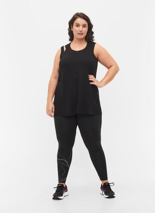 Sleeveless workout top in viscose, Black, Model image number 2