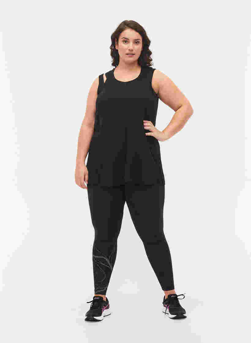 Sleeveless workout top in viscose, Black, Model image number 2