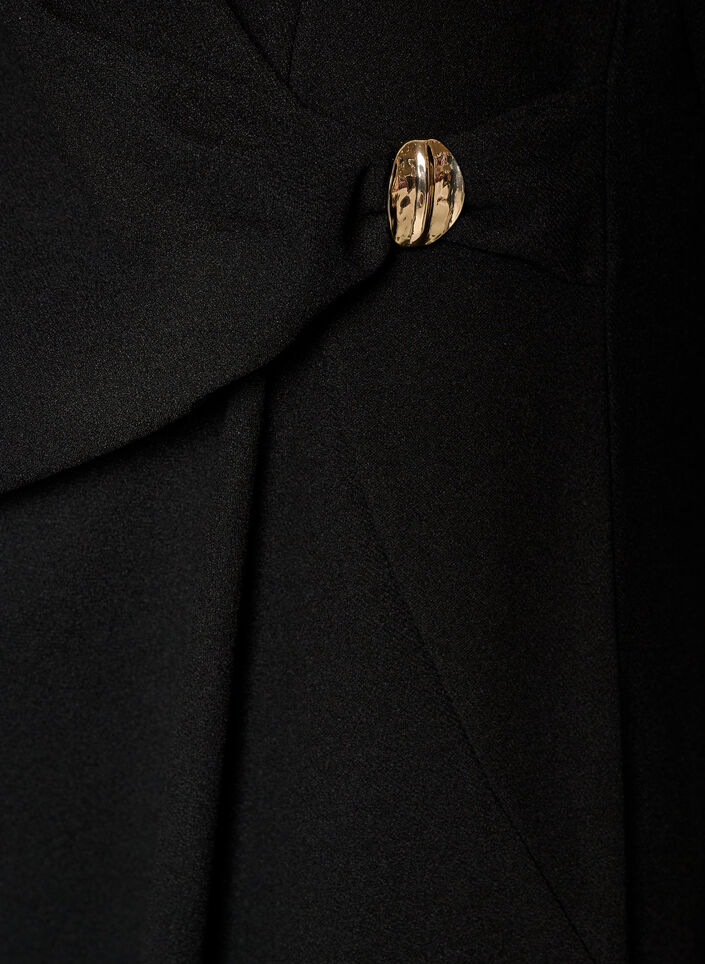 Jersey dress with draping and decorative buckle, Black, Packshot image number 3