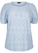 Short-sleeved blouse with lace pattern, Cashmere Blue, Packshot image number 0