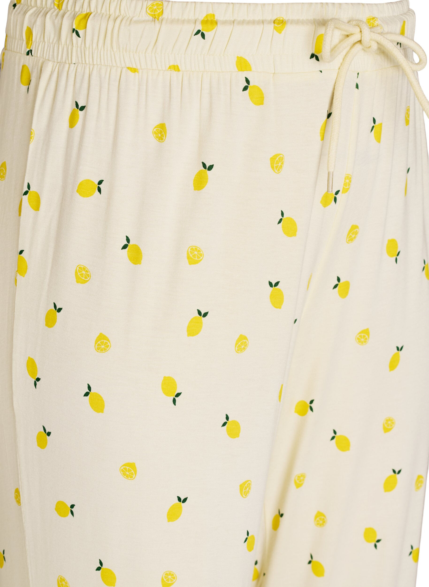 Zizzifashion Pyjama trousers in soft jersey with high waist and fruit print, Yellow, Packshot image number 2
