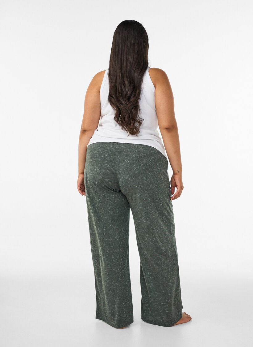 Jersey trousers with wide legs and pockets, Green, Model image number 2