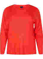 Knitted sweater in rib with slits, Fiery Red Mel., Packshot