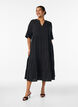 A-line midi dress in cotton muslin, Black, Model image number 1