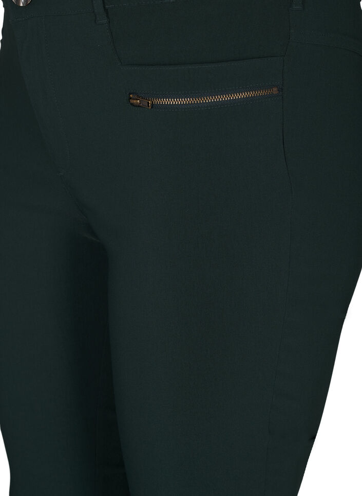 Tight-fitting trousers with zip details, Green, Packshot image number 2