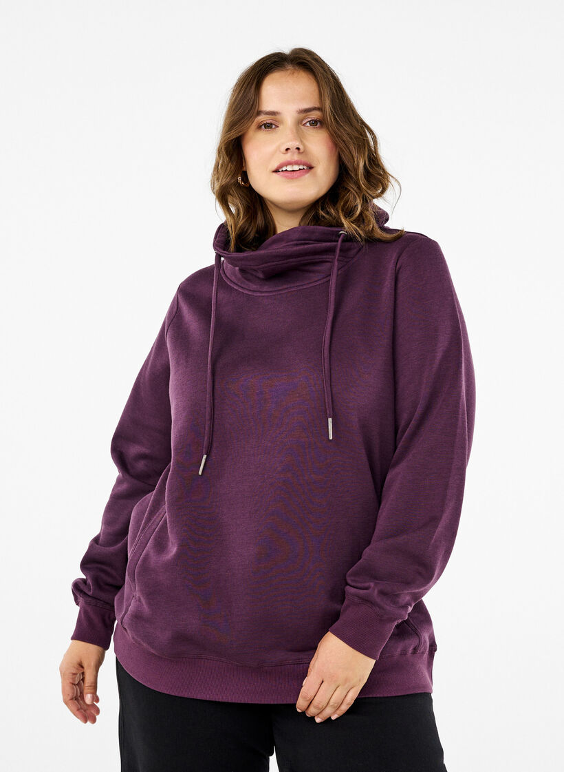 FLASH - Sweatshirt with high collar, Plum Perfect, Model image number 0