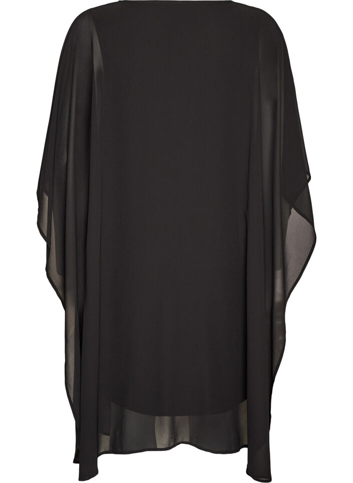 Short chiffon dress with V-neck, Black, Packshot image number 1