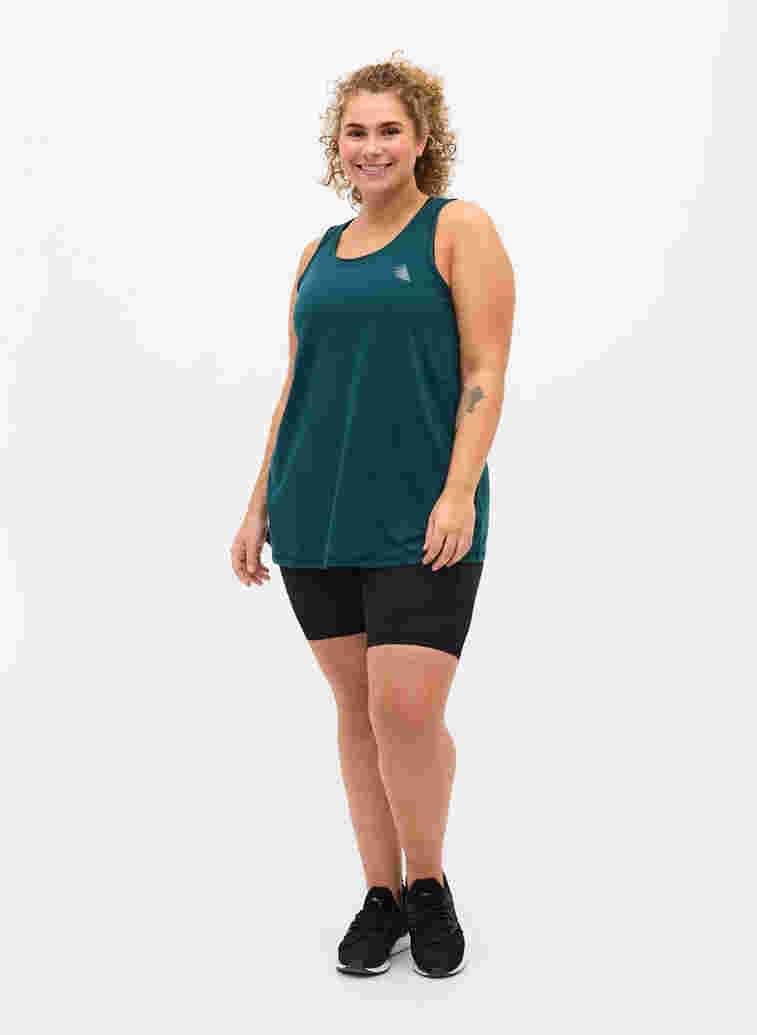 Plain-coloured sports top with round neck, Deep Teal, Model image number 2
