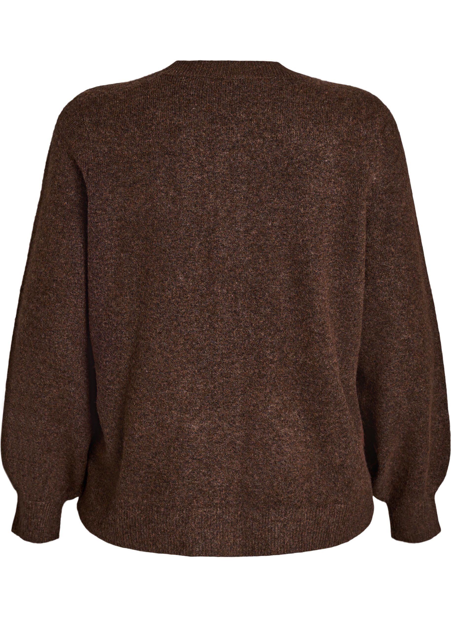 Zizzifashion Cardigan in soft knit with gold-coloured buttons, Brown, Packshot image number 1