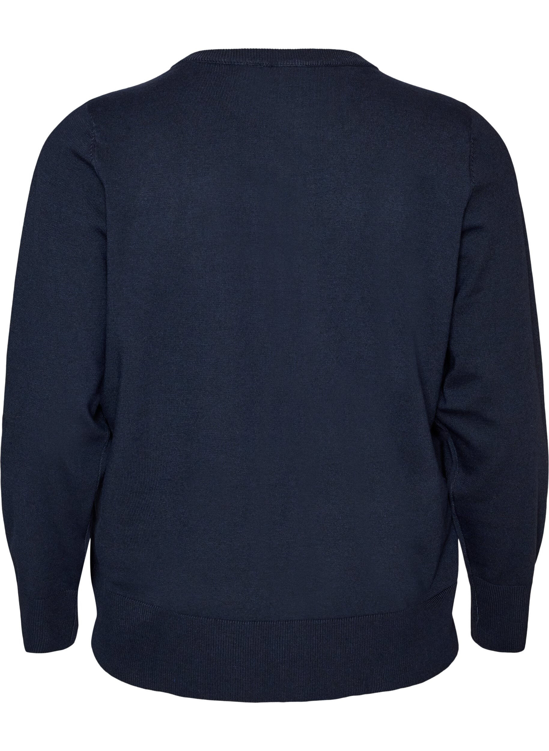 ZizzifashionFine-knit cardigan with round neck, Blue, Packshot image number 1