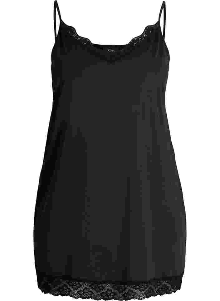 Nightdress with lace details, Black, Packshot