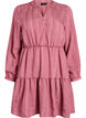 Short dress with woven stripe texture and elastic waist, Rose, Packshot image number 0