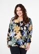 Long-sleeved blouse with floral print, Yellow Flower AOP, Model image number 0