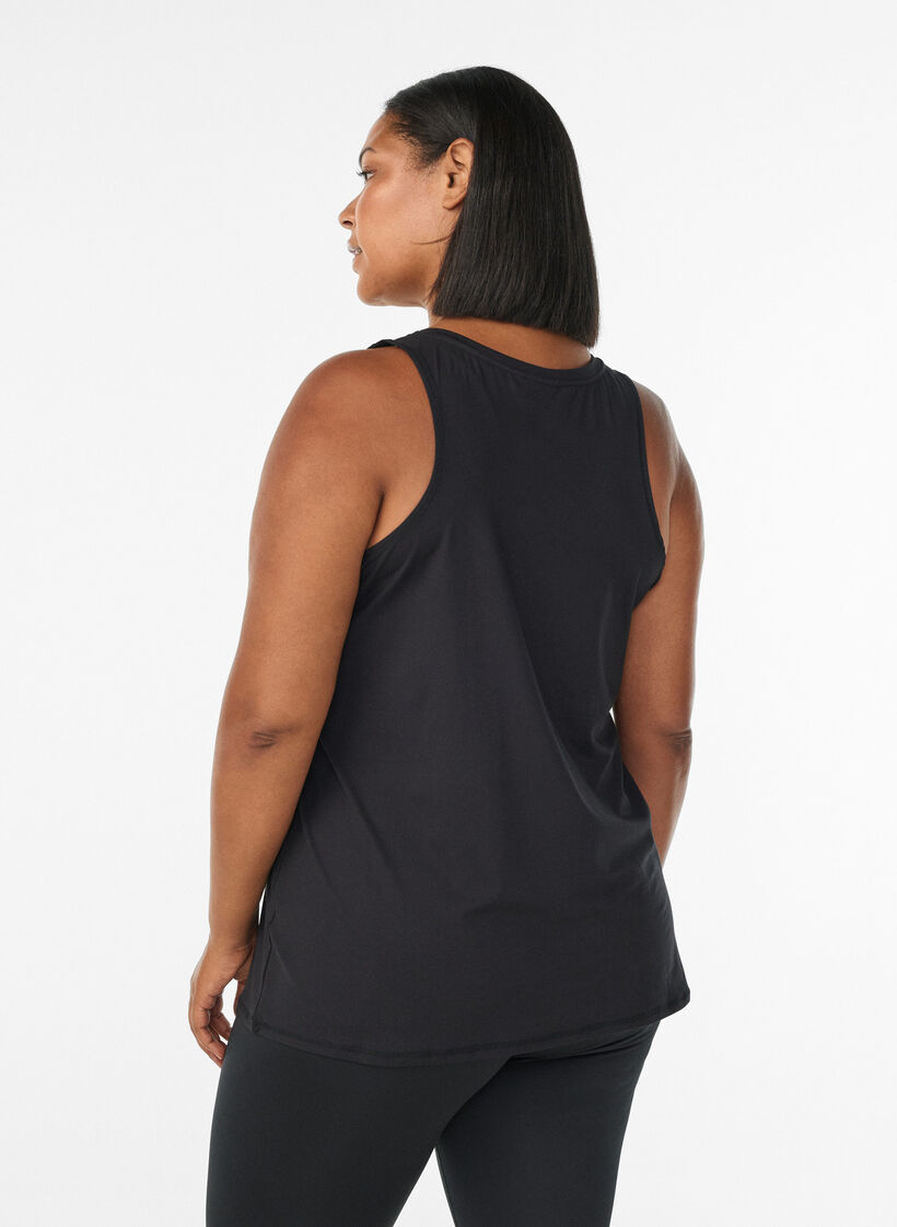 Plain-coloured sports top with round neck, Black, Model image number 2