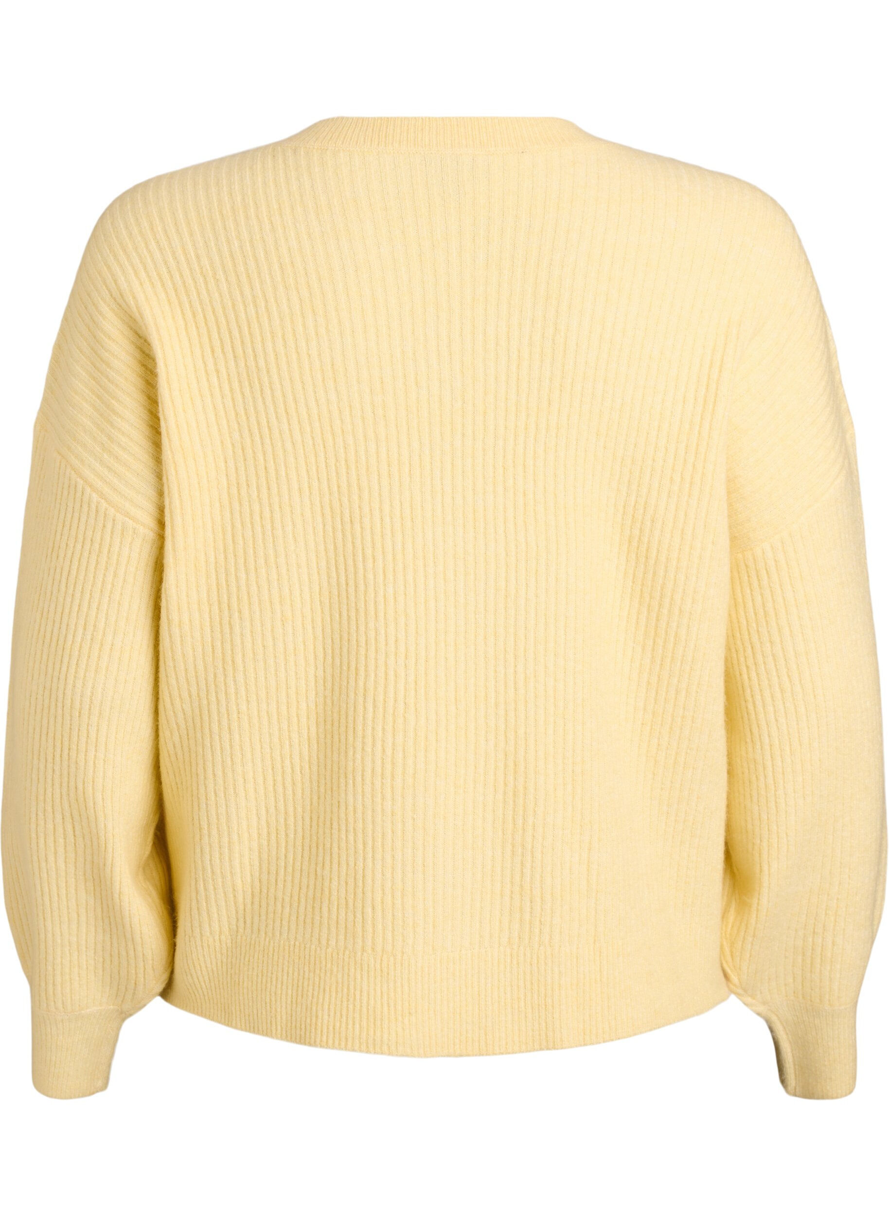 ZizzifashionRibbed cardigan with buttons, Yellow, Packshot image number 1