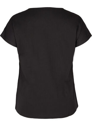 Short-sleeved cotton t-shirt with embroidery, Black, Packshot image number 1