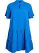 Short A-line dress in cotton muslin, Blue, Packshot image number 0