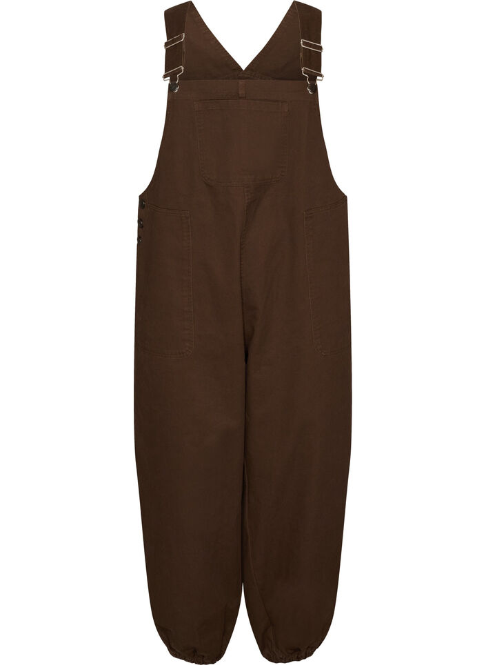 Dungarees with balloon effect and adjustable straps, Brown, Packshot image number 0