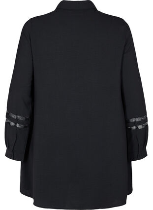 Long shirt with lace details, Black, Packshot image number 1