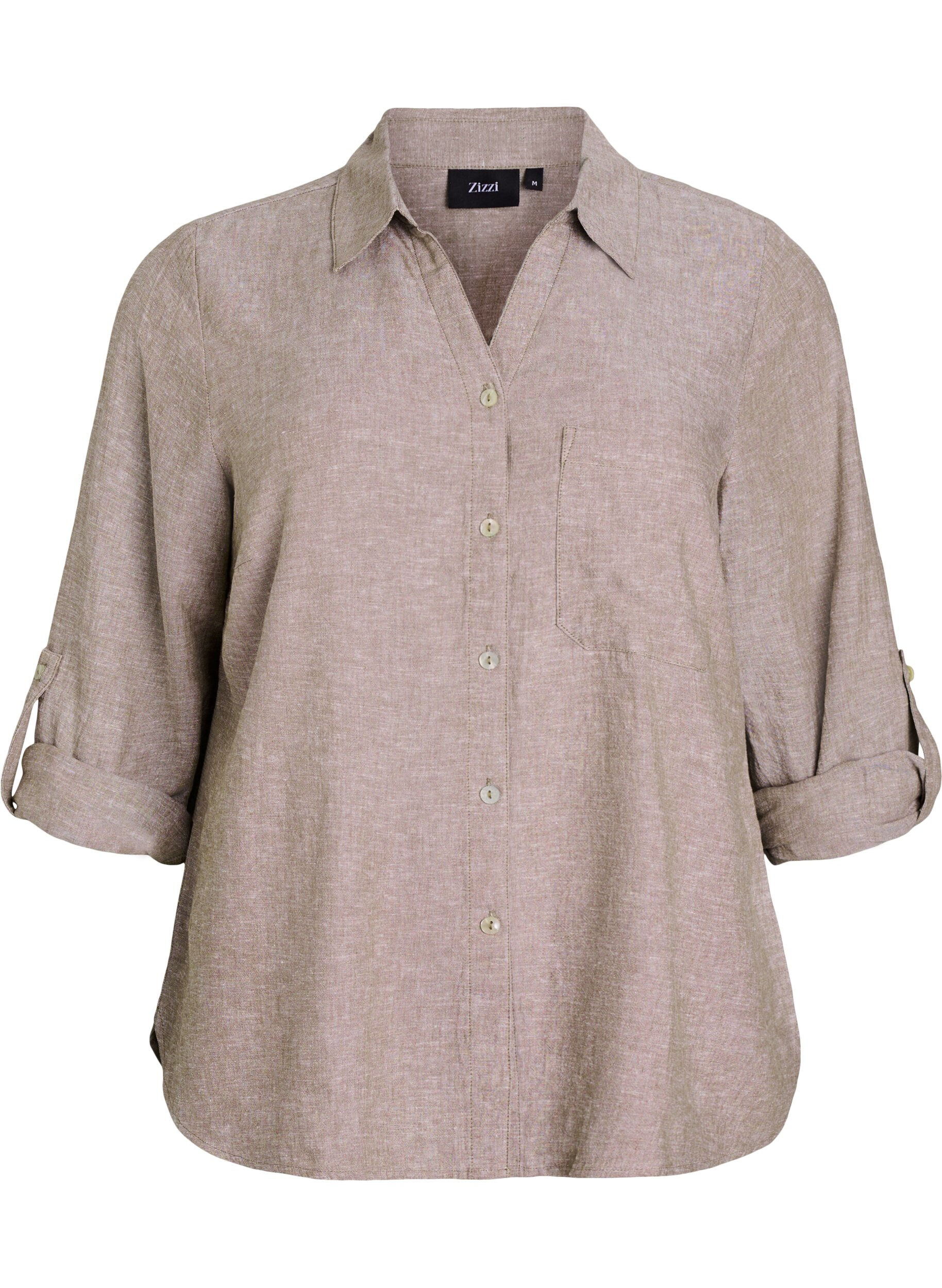 Shirt in linen and viscose with 3/4 sleeves
