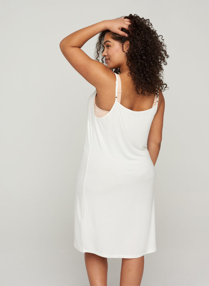 Plain-coloured slip dress in viscose, White, Model image number 1