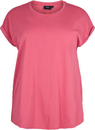Short sleeve cotton blend T-shirt, Rasperry Pink, Packshot image number 0