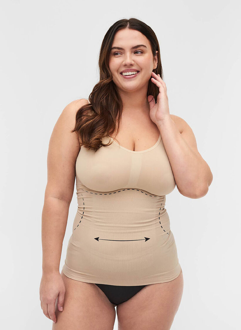 Shapewear top with wide straps, Beige, Model image number 0