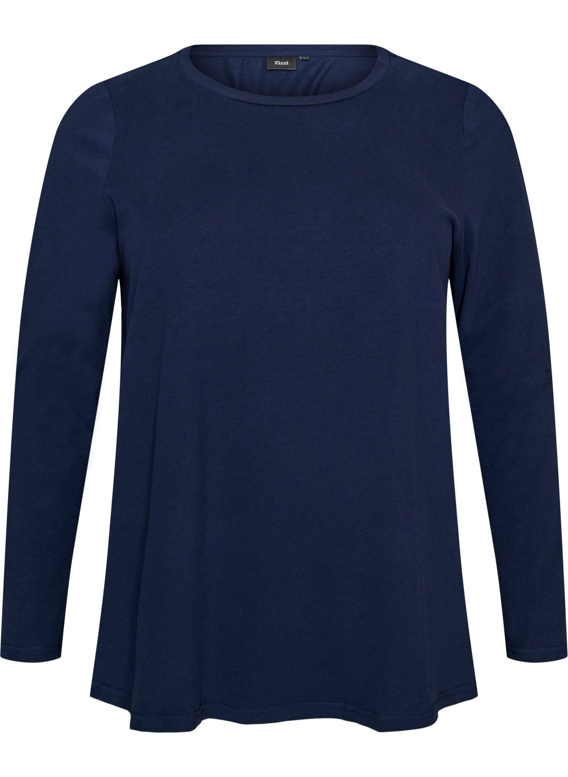 ZizzifashionBasic jersey blouse with long sleeves, Blue, Packshot image number 0
